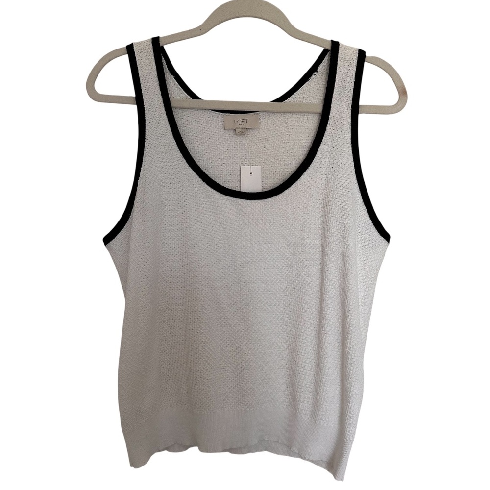 NWT Loft Knit White & Black Tank Top Size Medium